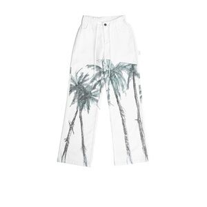 Palm Tree Print Wide Leg Pants